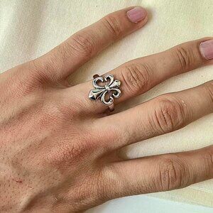 silver fleur de lis stainless steel ring
